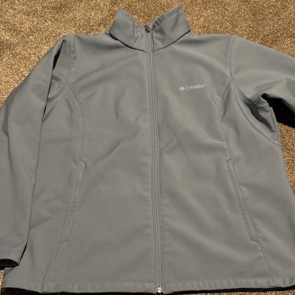 Columbia Steel Blue Softshell Jacket women size 3xl all weather coat full zip